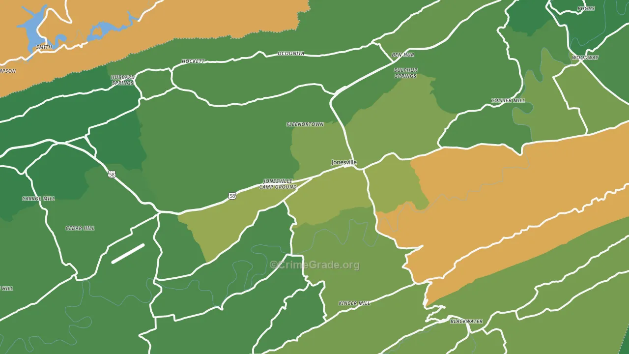 Jonesville, VA Map of Vehicle Theft Rates