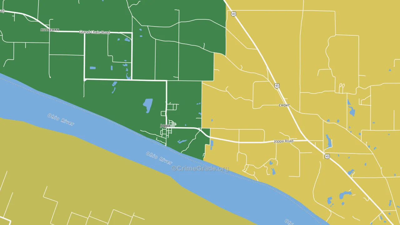 Joppa, IL Map of Vehicle Theft Rates