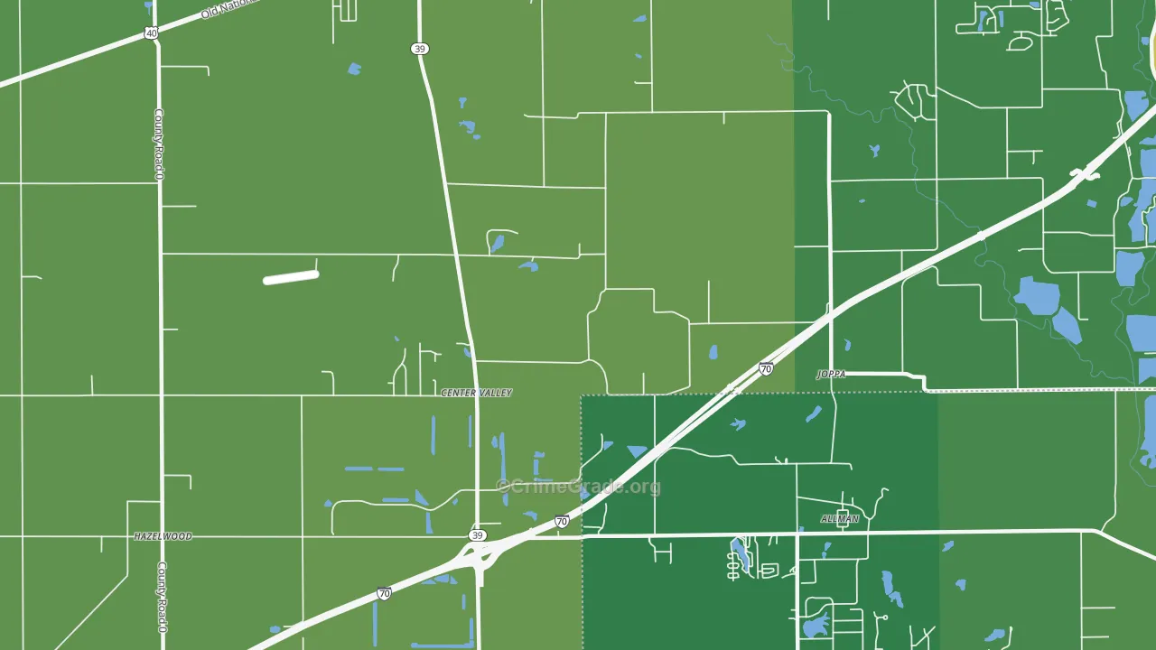 Joppa, IN Map of Vehicle Theft Rates