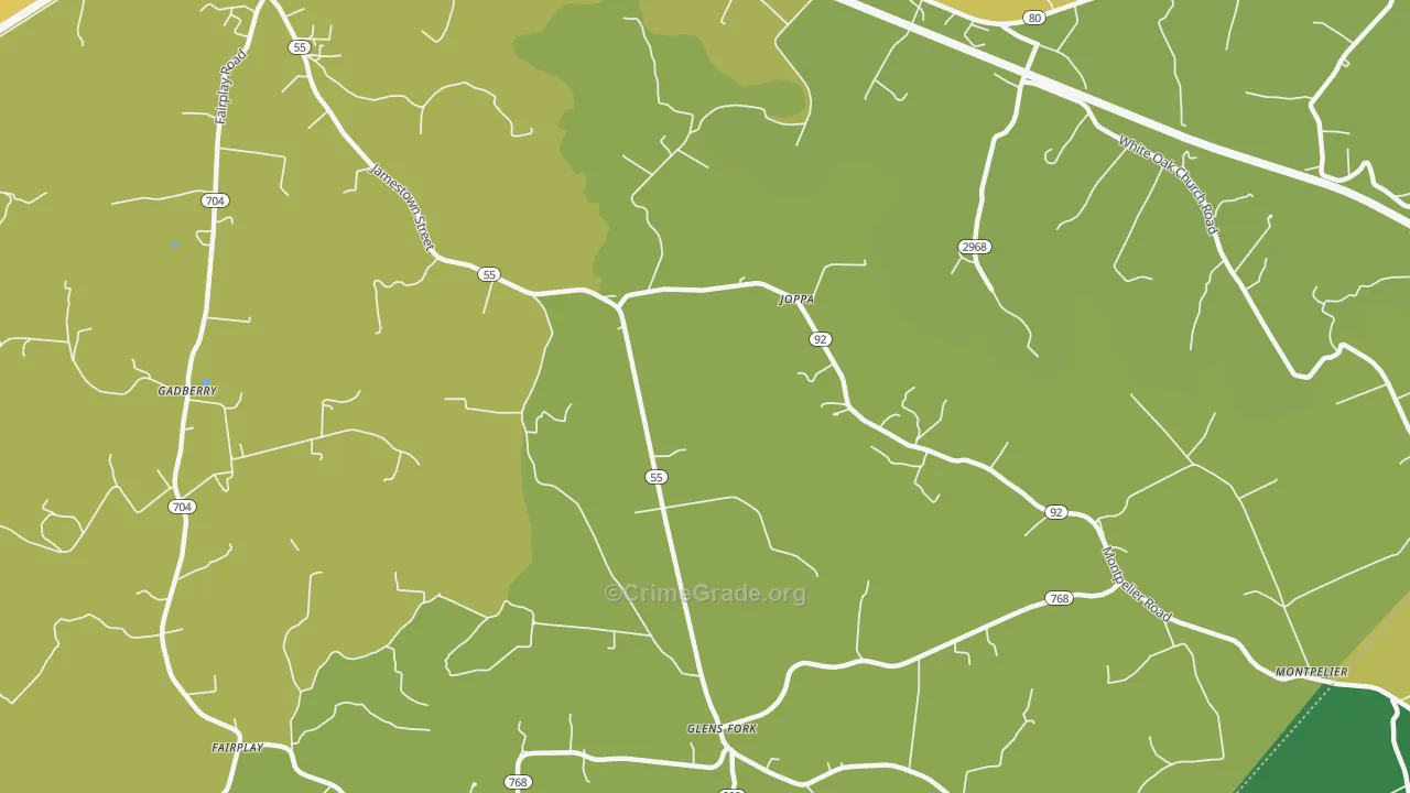 Joppa, KY Map of Vehicle Theft Rates