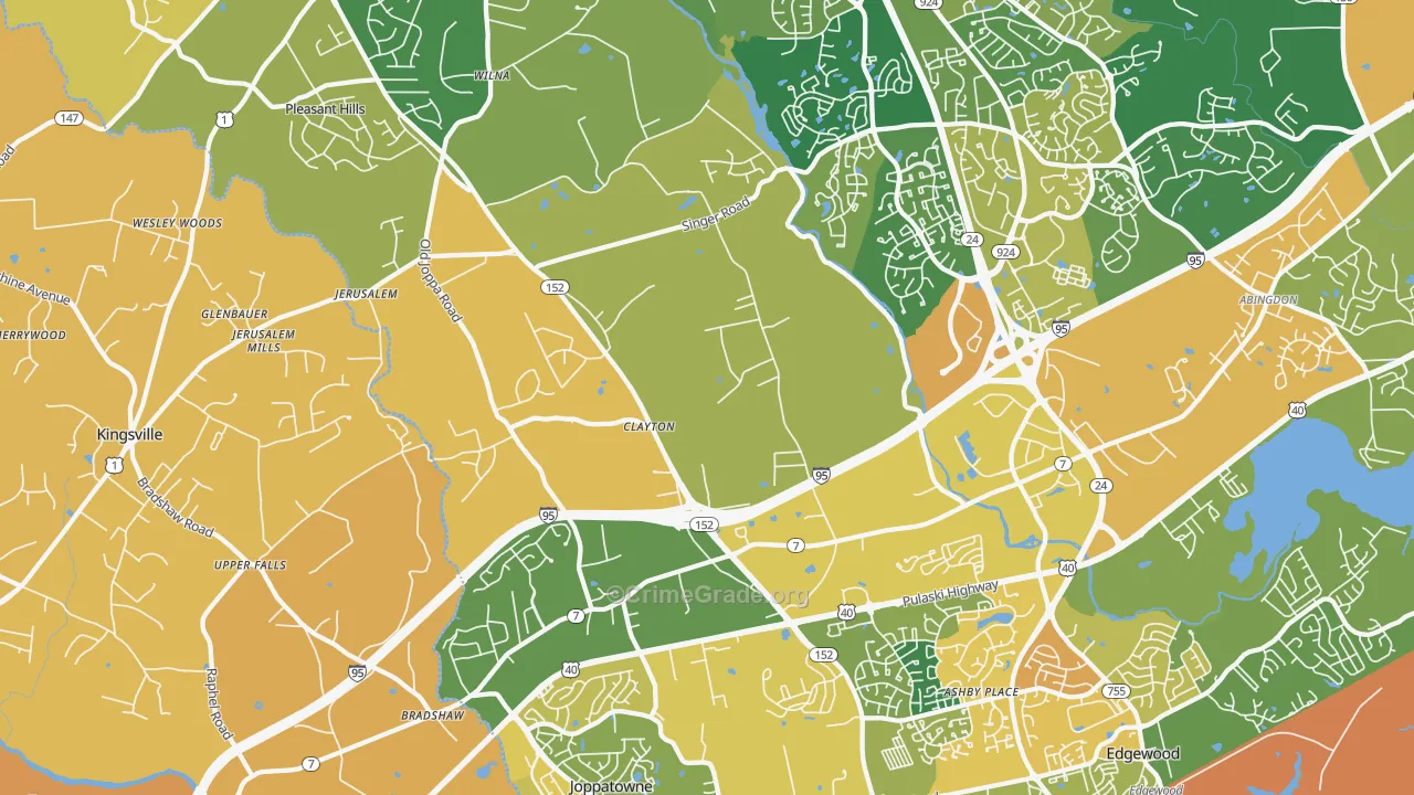 Joppa, MD Map of Vehicle Theft Rates
