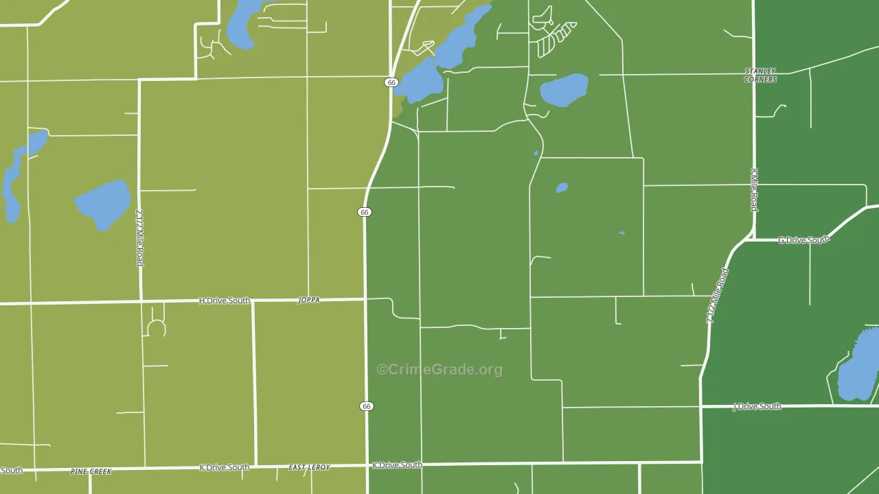 Joppa, MI Map of Vehicle Theft Rates