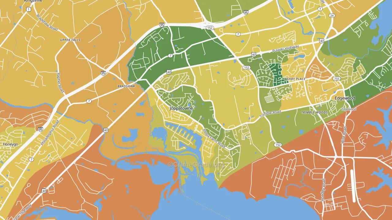 Joppatowne, MD Map of Vehicle Theft Rates