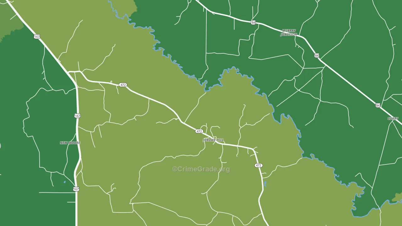Jordan Hill, LA Map of Vehicle Theft Rates