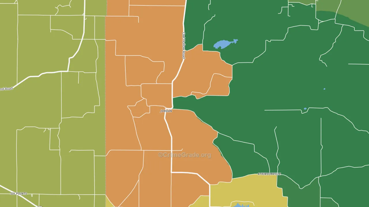 Jordan, IN Map of Vehicle Theft Rates