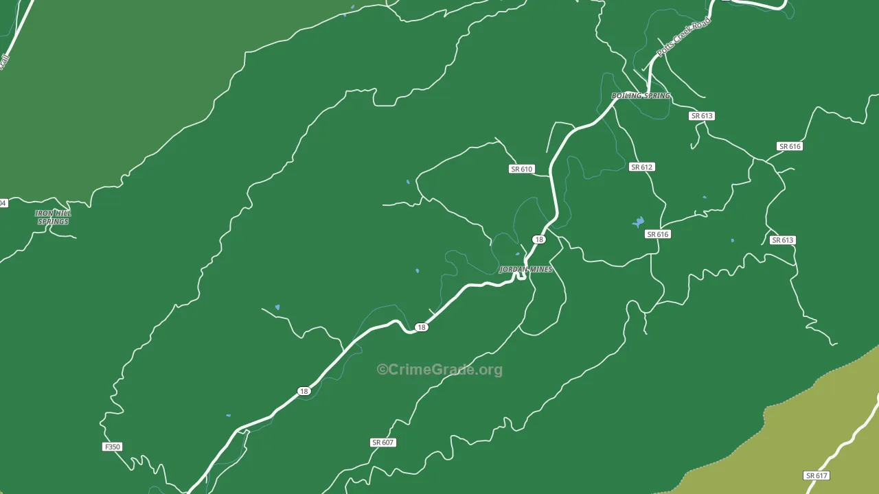 Jordan Mines, VA Map of Vehicle Theft Rates
