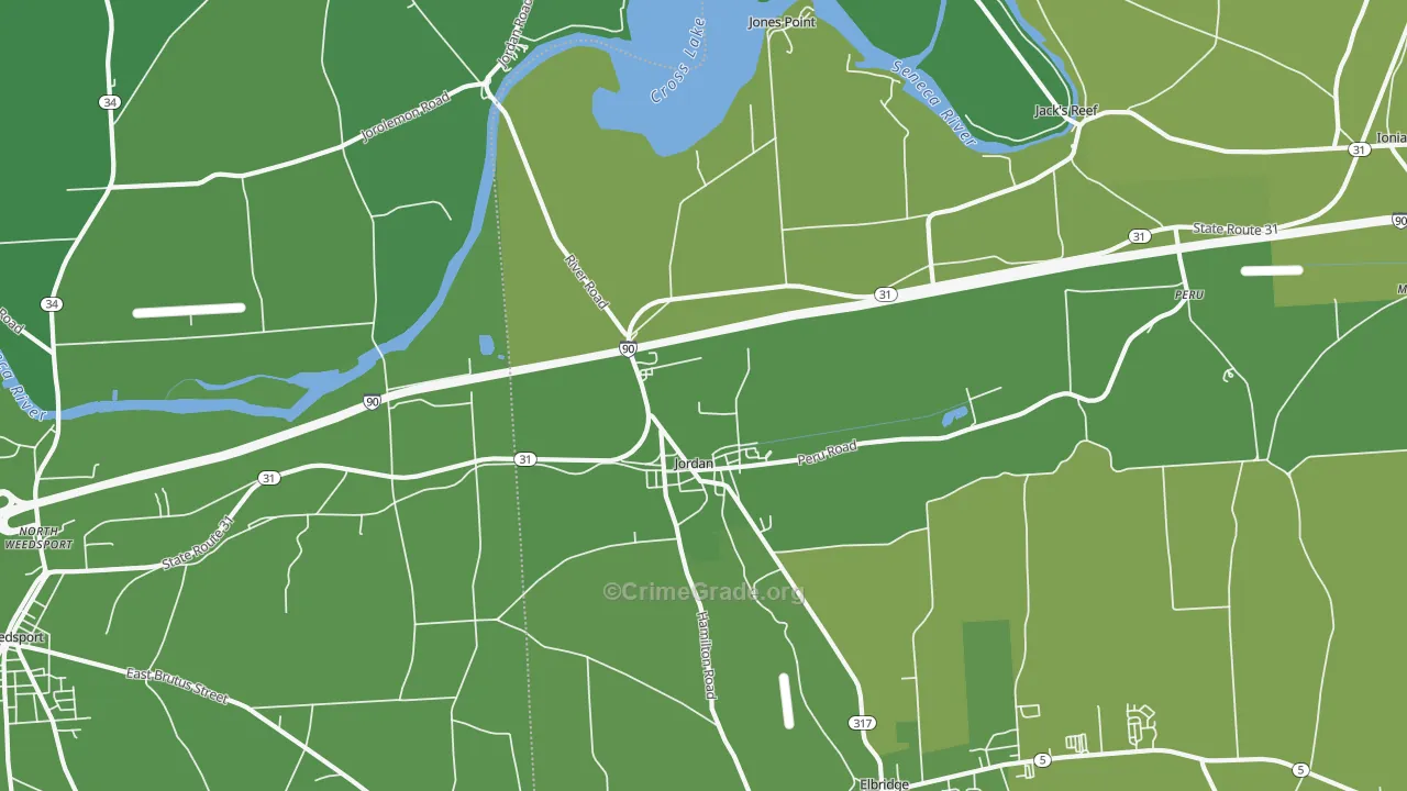 Jordan, NY Map of Vehicle Theft Rates