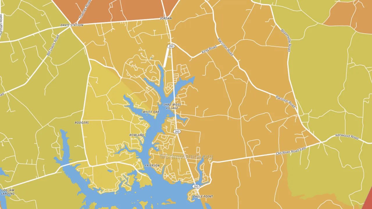 Jordan, SC Map of Vehicle Theft Rates