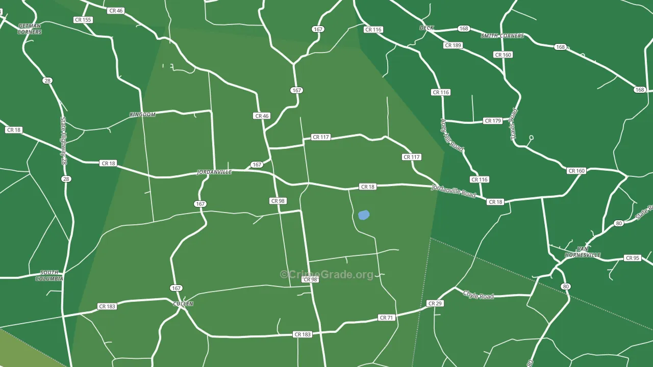 Jordanville, NY Map of Vehicle Theft Rates