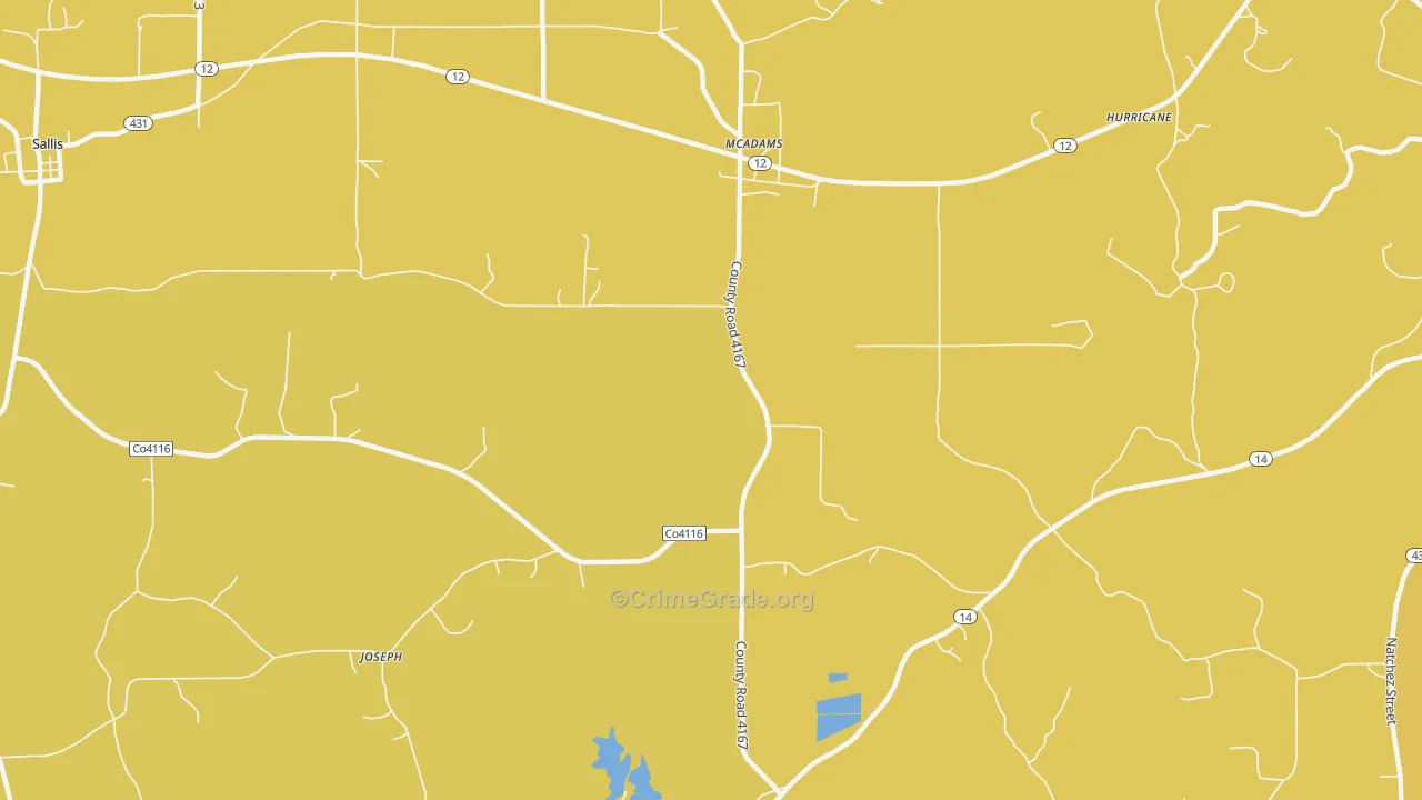 Joseph, MS Map of Vehicle Theft Rates