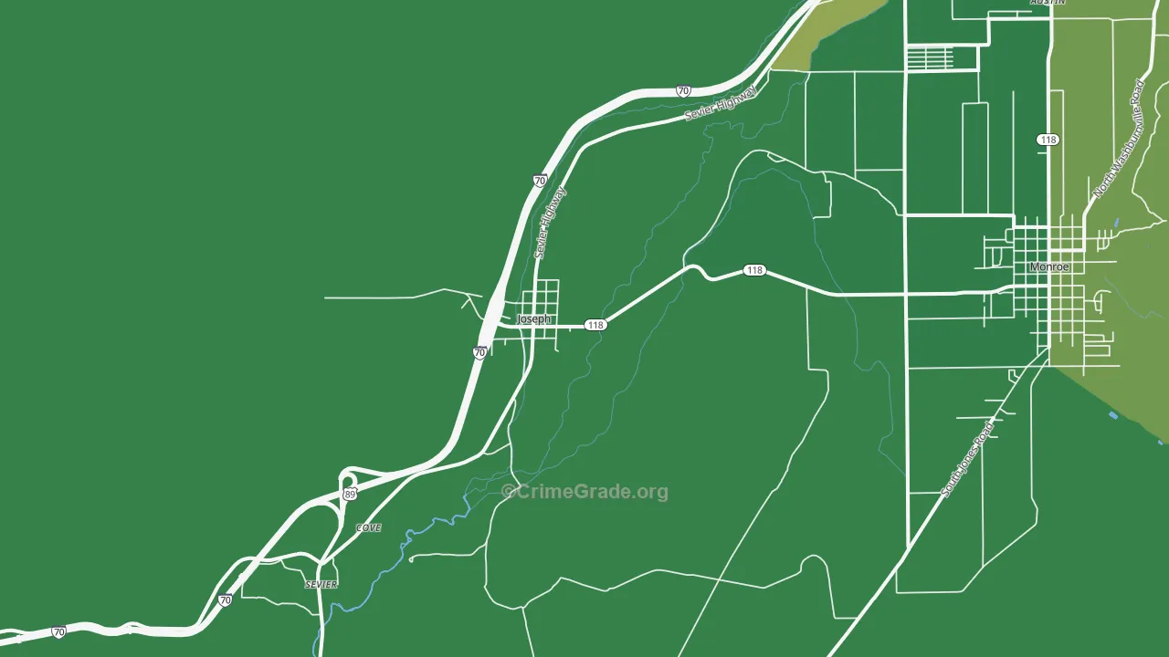 Joseph, UT Map of Vehicle Theft Rates