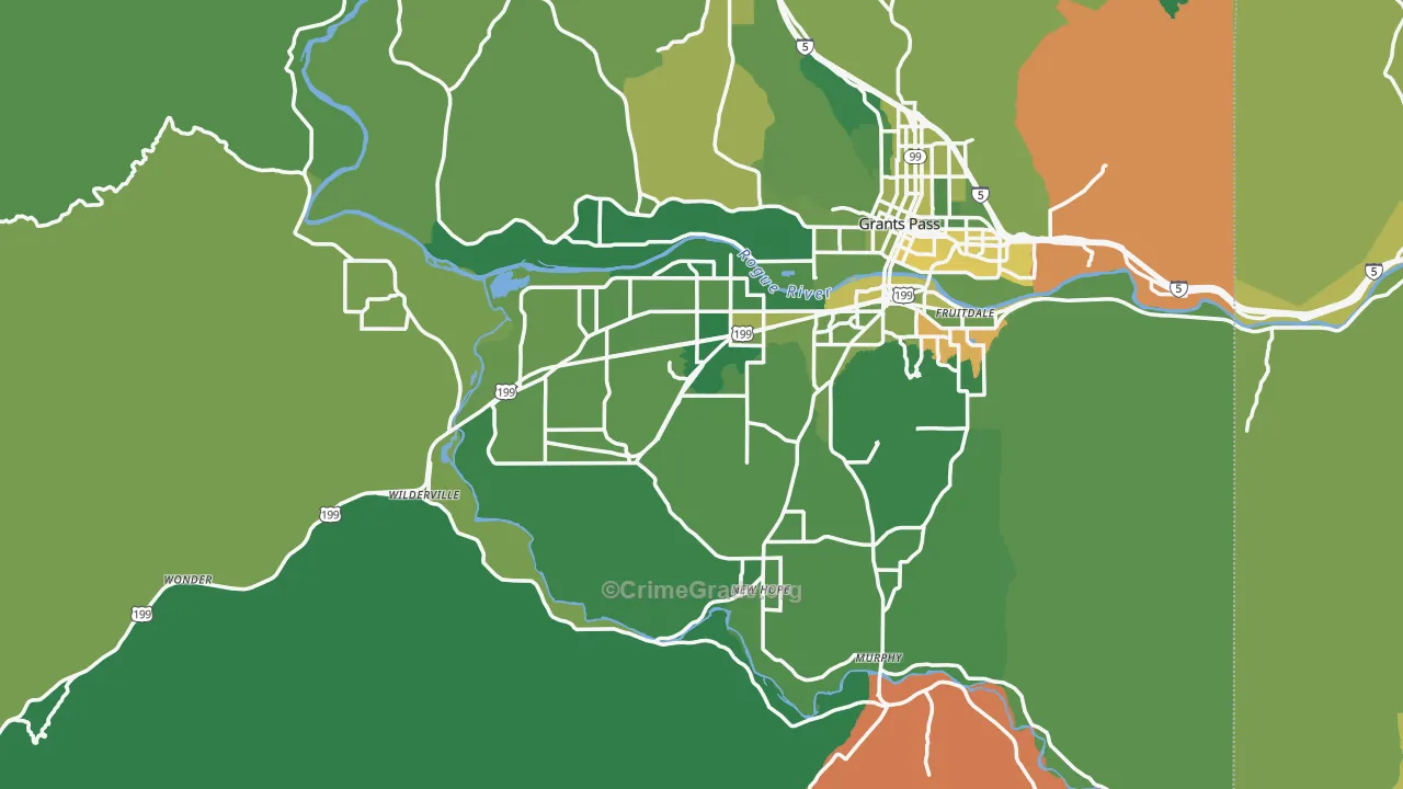 Josephine County, OR Map of Vehicle Theft Rates