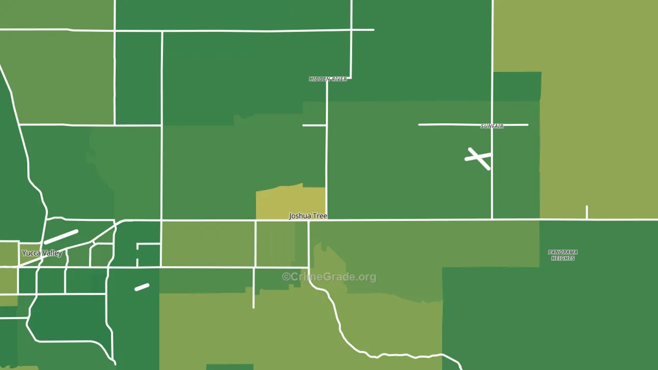 Joshua Tree, CA Map of Vehicle Theft Rates