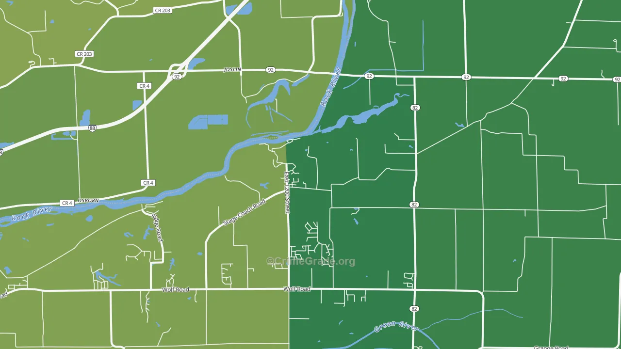 Joslin, IL Map of Vehicle Theft Rates