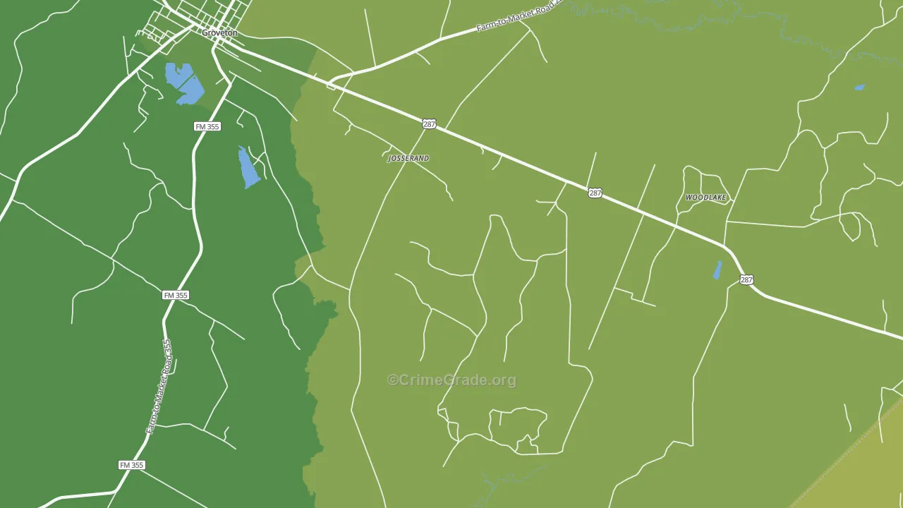 Josserand, TX Map of Vehicle Theft Rates