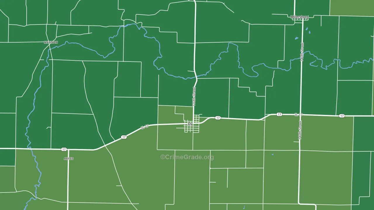 Joy, IL Map of Vehicle Theft Rates