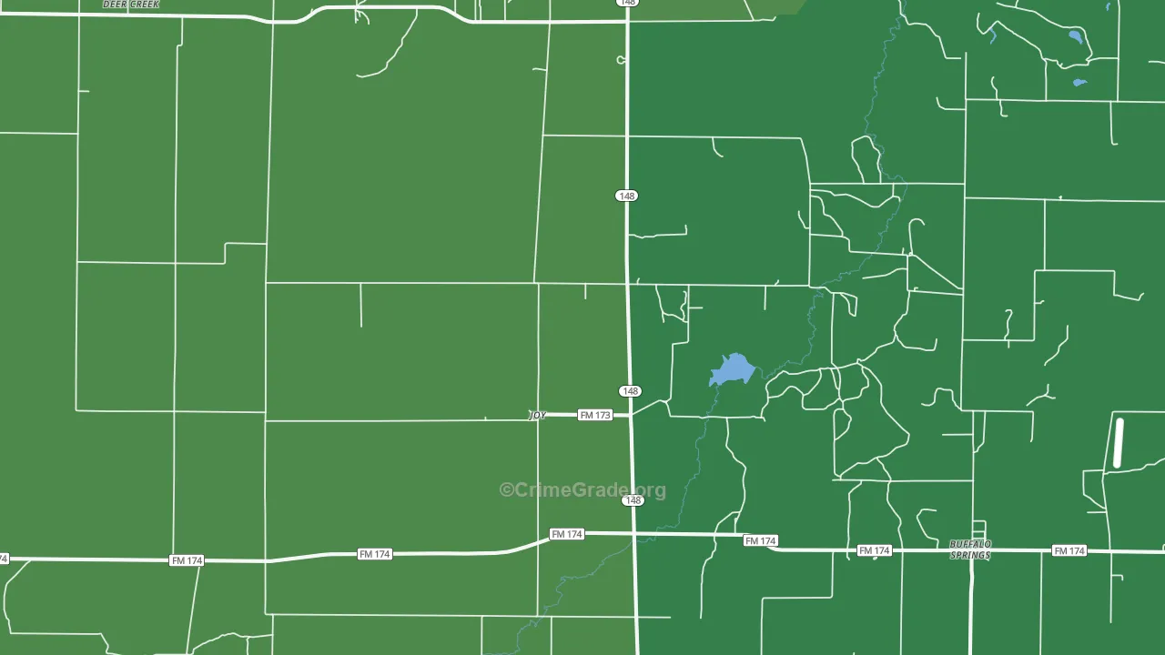 Joy, TX Map of Vehicle Theft Rates