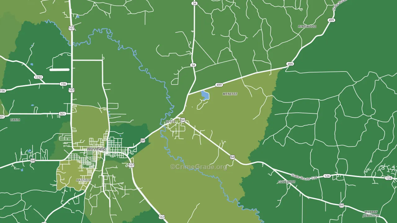 Joyce, LA Map of Vehicle Theft Rates