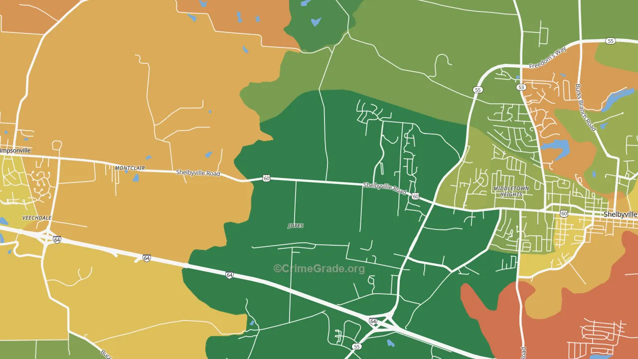 Joyes, KY Map of Vehicle Theft Rates