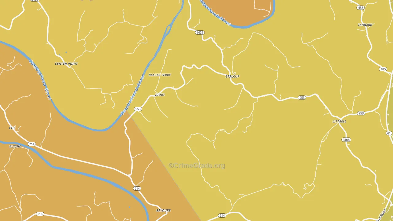 Judio, KY Map of Vehicle Theft Rates