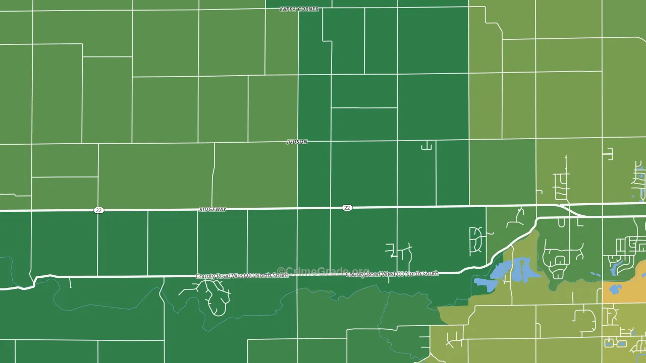 Judson, IN Map of Vehicle Theft Rates