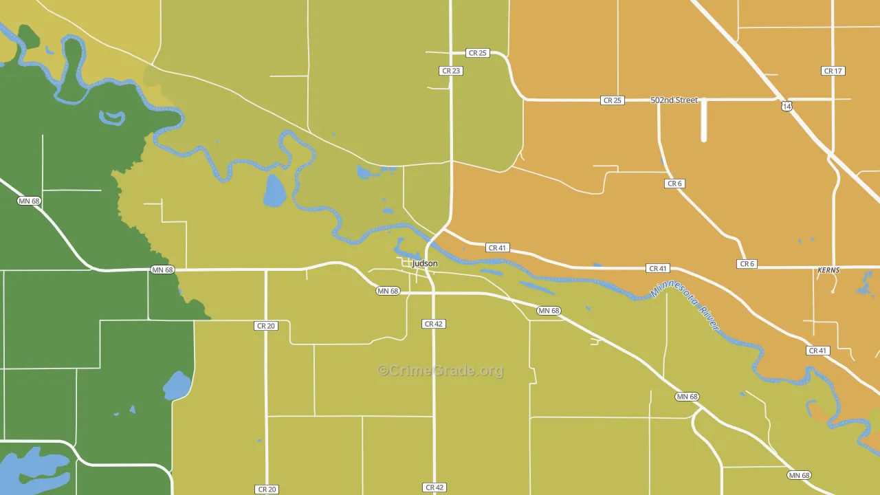 Judson, MN Map of Vehicle Theft Rates