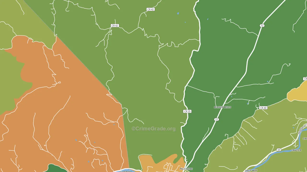 Judson, WV Map of Vehicle Theft Rates