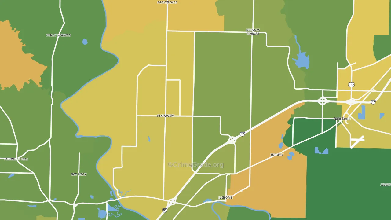 Judsonia, AR Map of Vehicle Theft Rates