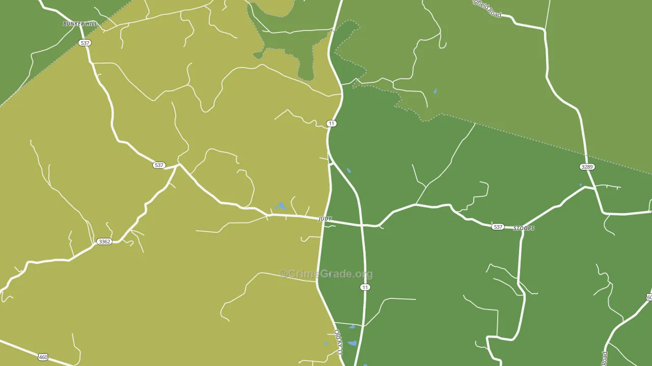 Judy, KY Map of Vehicle Theft Rates