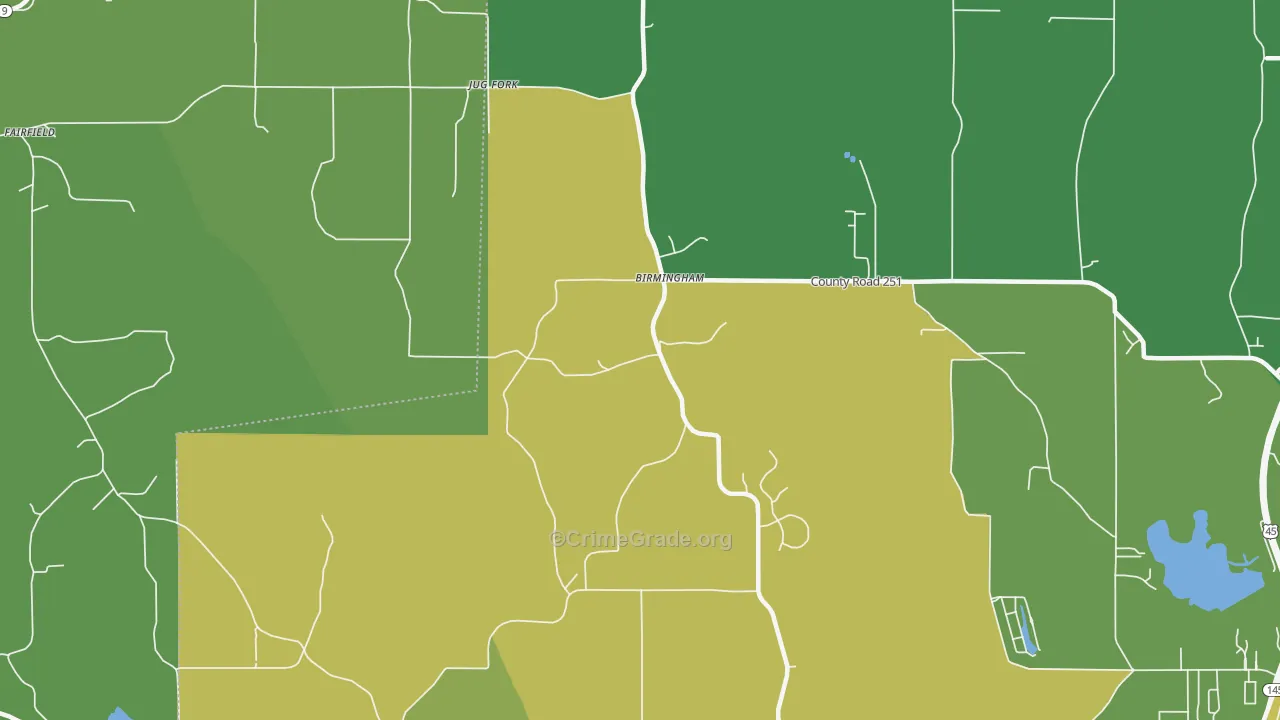 Jug Fork, MS Map of Vehicle Theft Rates
