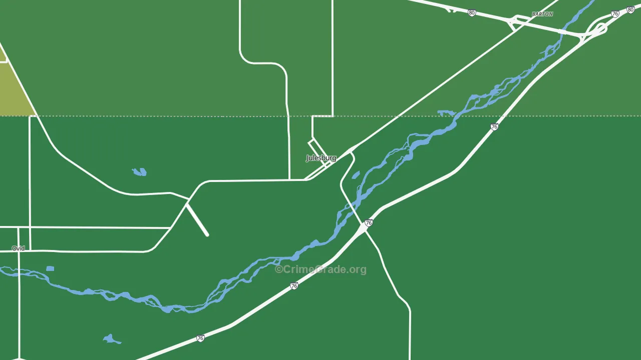 Julesburg, CO Map of Vehicle Theft Rates