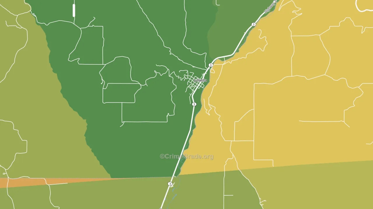 Juliaetta, ID Map of Vehicle Theft Rates