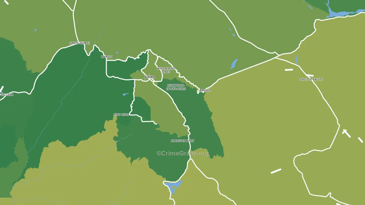 Julian, CA Map of Vehicle Theft Rates