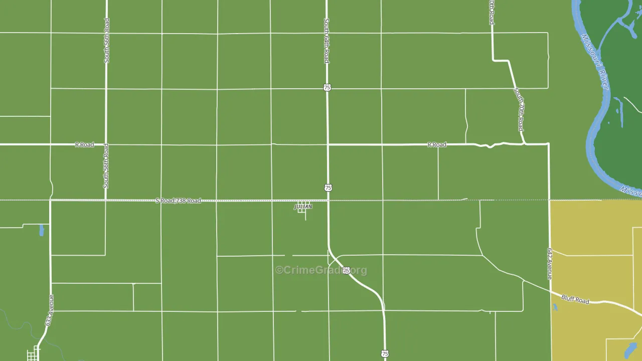 Julian, NE Map of Vehicle Theft Rates