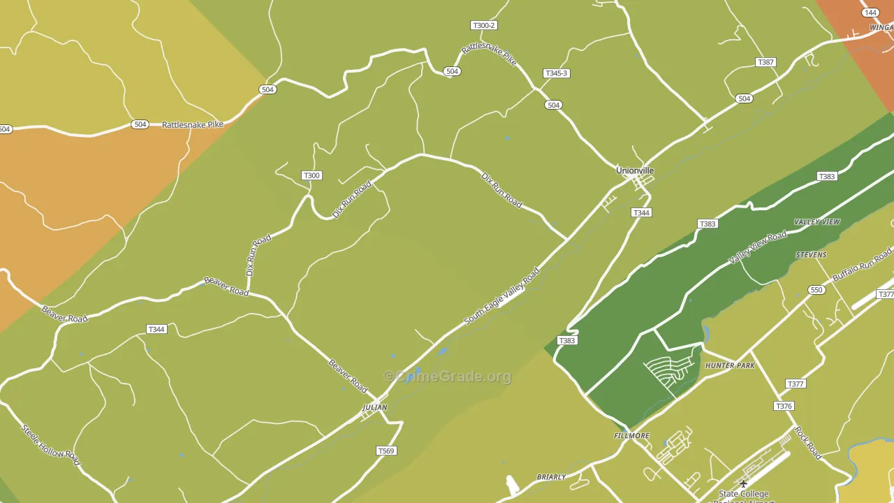 Julian, PA Map of Vehicle Theft Rates