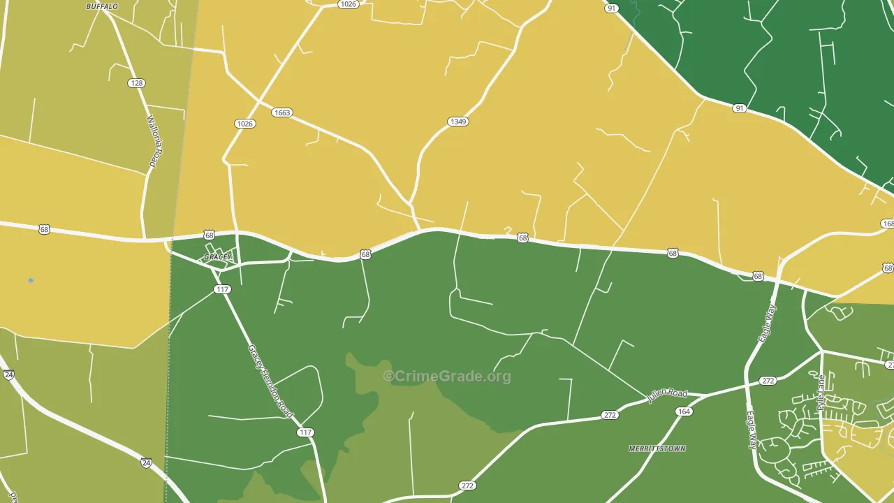Julien, KY Map of Vehicle Theft Rates