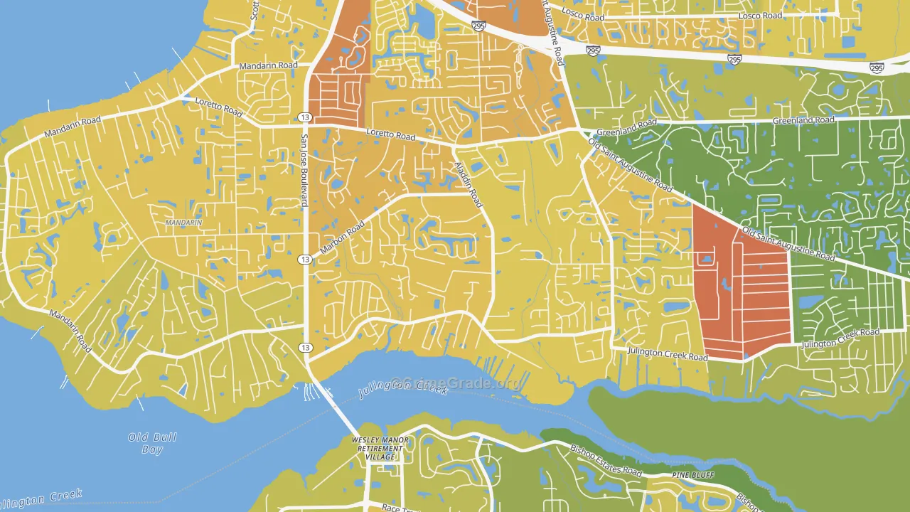 Julington Creek, Jacksonville, FL Map of Vehicle Theft Rates