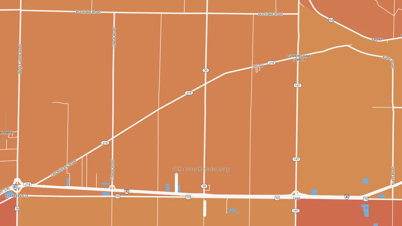 Julius, AR Map of Vehicle Theft Rates