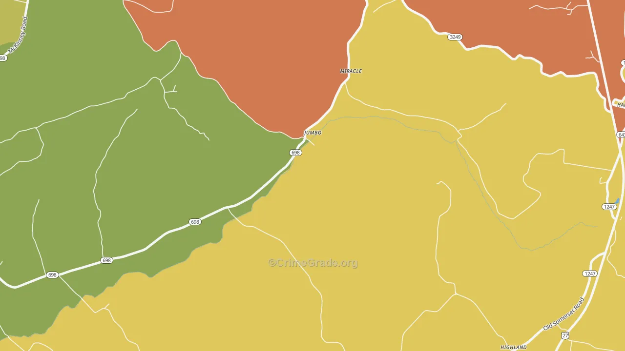 Jumbo, KY Map of Vehicle Theft Rates
