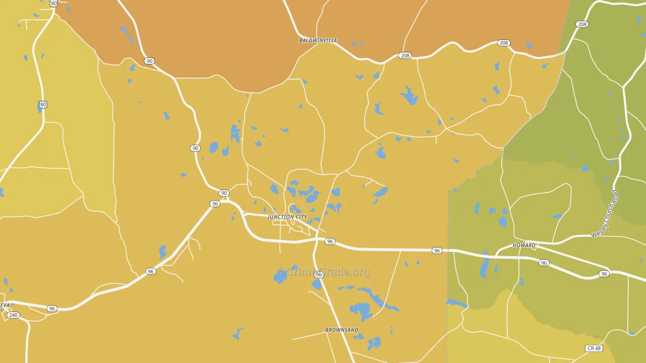Junction City, GA Map of Vehicle Theft Rates