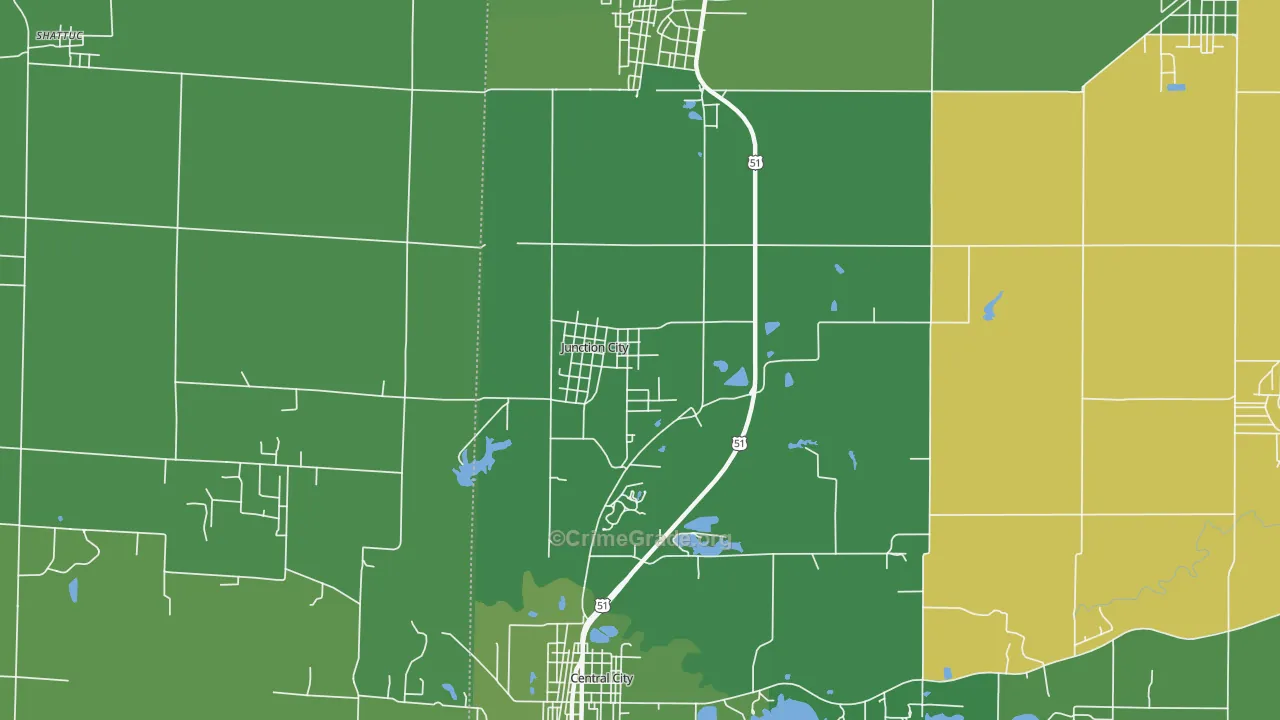 Junction City, IL Map of Vehicle Theft Rates