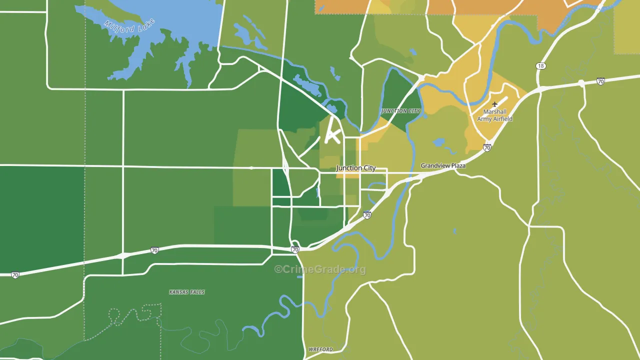 Junction City, KS Map of Vehicle Theft Rates