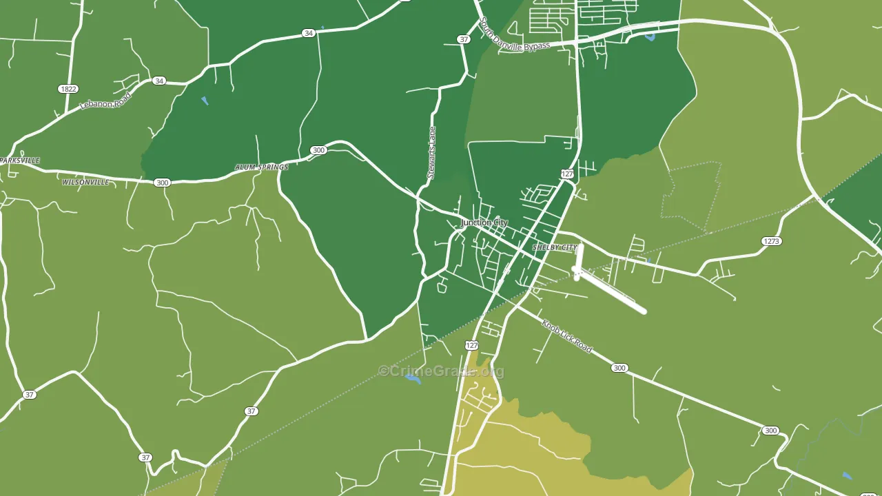 Junction City, KY Map of Vehicle Theft Rates