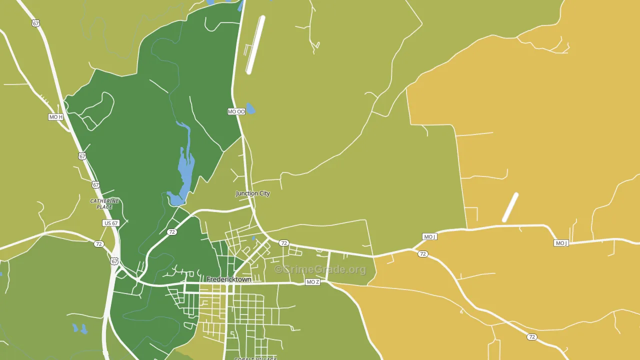 Junction City, MO Map of Vehicle Theft Rates
