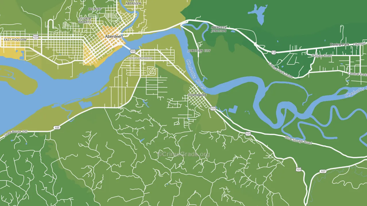 Junction City, WA Map of Vehicle Theft Rates
