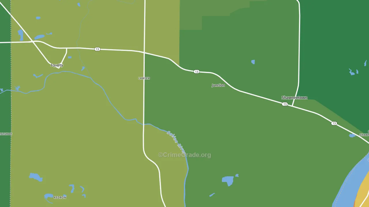 Junction, IL Map of Vehicle Theft Rates