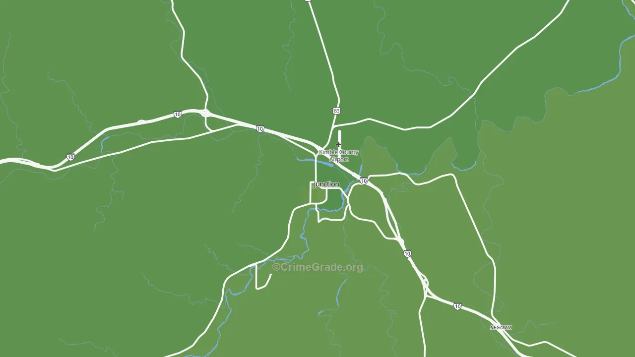Junction, TX Map of Vehicle Theft Rates