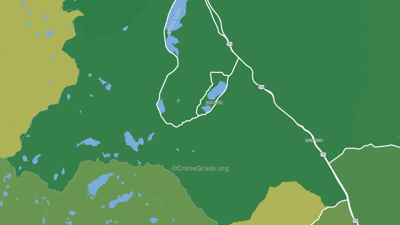 June Lake, CA Map of Vehicle Theft Rates