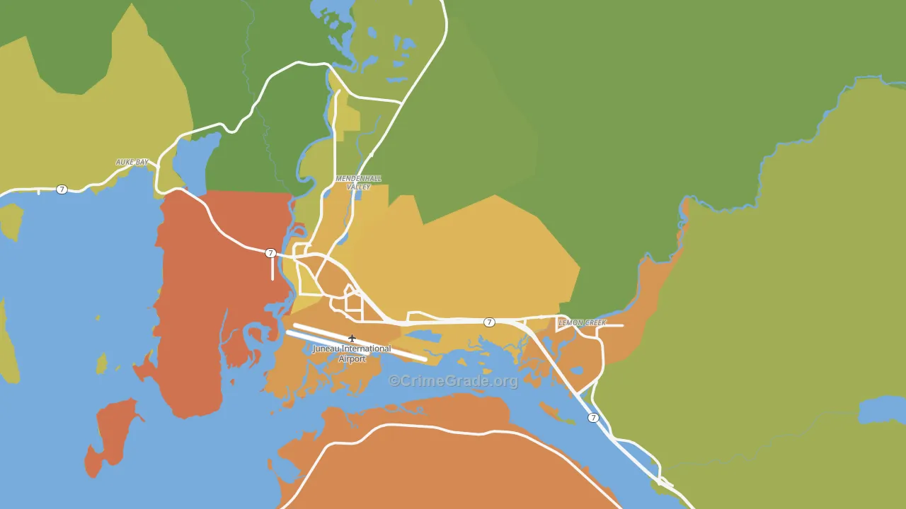 Juneau, AK Map of Vehicle Theft Rates