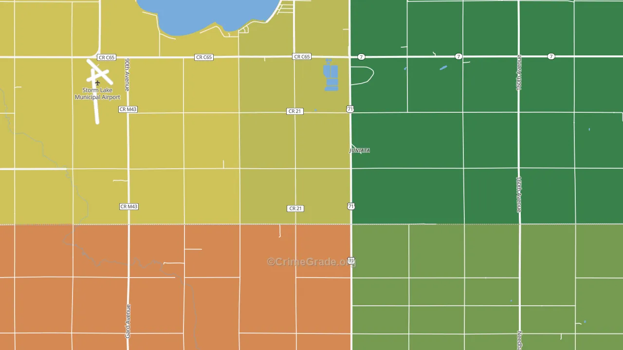 Juniata, IA Map of Vehicle Theft Rates